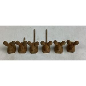 Set Of 6 Small Wooden Mice